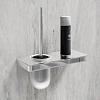 Ершик для унитаза Lemark GLASS LINE с держателем и полкой, хром/белое стекло 9761031 Ершик для унитаза Lemark GLASS LINE с держателем и полкой, хром/белое стекло 9761031