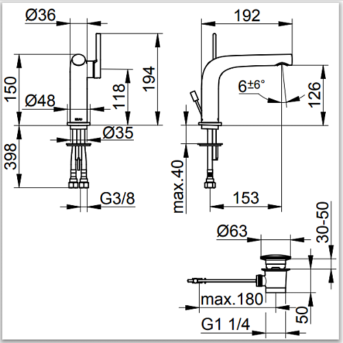 Смеситель для раковины 120 Keuco Edition 400 51504130002 Смеситель для раковины 120 Keuco Edition 400 51504130002