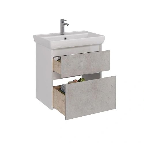 Тумба под раковину Lemark COMBI 70 см подвесная/напольная, бетон/белый LM03C70T-Beton Тумба под раковину Lemark COMBI 70 см подвесная/напольная, бетон/белый LM03C70T-Beton