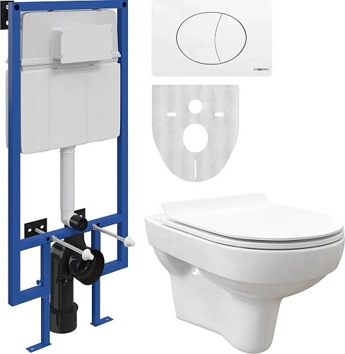 Комплект Унитаз подвесной STWORKI Стокгольм Clean On DPL EO slim 63429 безободковый + Система инстал 555344 Комплект Унитаз подвесной STWORKI Стокгольм Clean On DPL EO slim 63429 безободковый + Система инстал 555344