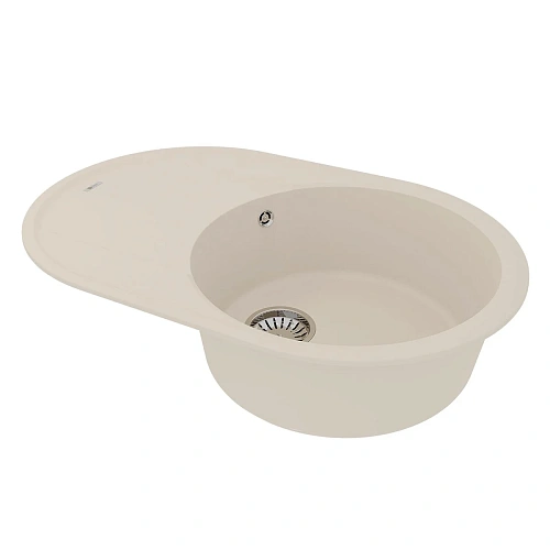 Кухонная мойка Lemark LACHA 760 врезная овальная из кварцгранита, с крылом, шампань 9910060 Кухонная мойка Lemark LACHA 760 врезная овальная из кварцгранита, с крылом, шампань 9910060