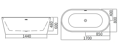 Акриловая ванна ARROW A1702TQU1, 170x80 см, отдельностоящая, со сливом-переливом, белый Акриловая ванна ARROW A1702TQU1, 170x80 см, отдельностоящая, со сливом-переливом, белый