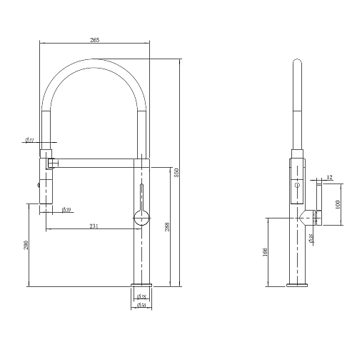 Смеситель для кухни AQUAme Cucina AQM9904MB с гибким изливом, черный матовый Смеситель для кухни AQUAme Cucina AQM9904MB с гибким изливом, черный матовый