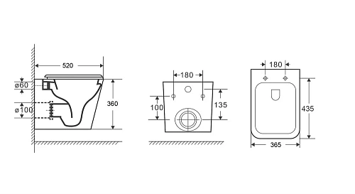 Унитаз подвесной Niagara Atrio NG-9303 (520x360x365) безободковый с тонкой крышкой Унитаз подвесной Niagara Atrio NG-9303 (520x360x365) безободковый с тонкой крышкой