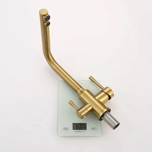 Смеситель для кухни Raglo R81.61.03 с подключением к фильтру, золотой сатин Смеситель для кухни Raglo R81.61.03 с подключением к фильтру, золотой сатин