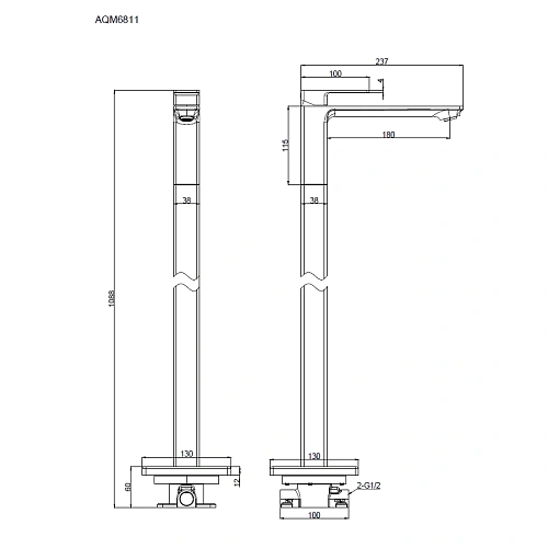 Смеситель для раковины AQUAme Savona AQM6811CR напольной, хром Смеситель для раковины AQUAme Savona AQM6811CR напольной, хром