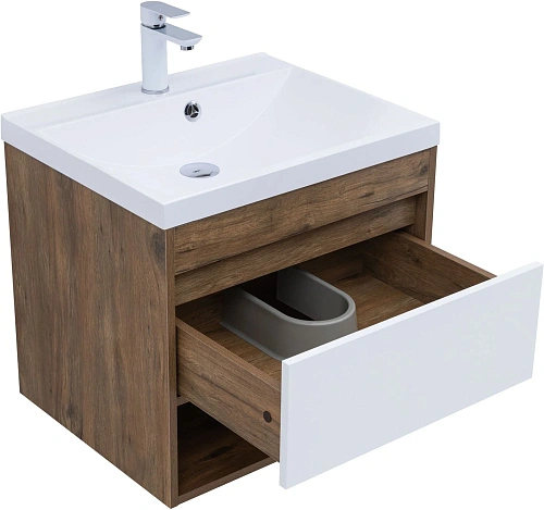 Тумба под раковину Aquanet Тренд 60 00345117 дуб рустикальный/белый сатин Тумба под раковину Aquanet Тренд 60 00345117 дуб рустикальный/белый сатин