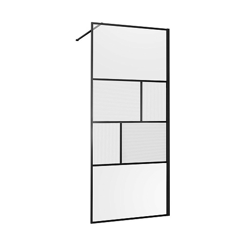 Душевая перегородка Vincea Walk-In VSW-1HC800CFB, 800x2000, черный, стекло прозрачное/рифленое Душевая перегородка Vincea Walk-In VSW-1HC800CFB, 800x2000, черный, стекло прозрачное/рифленое