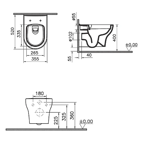 Унитаз подвесной Opadiris Лоренцо OS41712A белый, безободковый, сиденье антикварный орех Унитаз подвесной Opadiris Лоренцо OS41712A белый, безободковый, сиденье антикварный орех