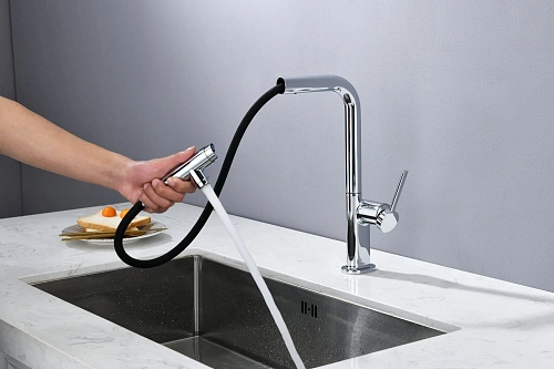 Смеситель для кухни AQUAme Cucina AQM9903CR с выдвижным изливом, с подключением к фильтру с питьевой водой, хром Смеситель для кухни AQUAme Cucina AQM9903CR с выдвижным изливом, с подключением к фильтру с питьевой водой, хром