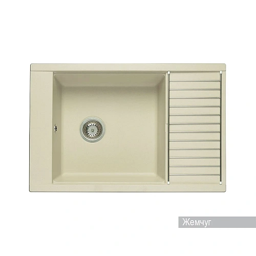 Кухонная мойка Aquaton Делия 78 1A715132DE240 из литого мрамора, прямоугольная, с крылом жемчуг Кухонная мойка Aquaton Делия 78 1A715132DE240 из литого мрамора, прямоугольная, с крылом жемчуг