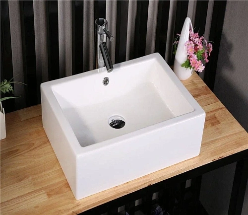 Раковина CeramaLux 9129 накладная, белый Раковина CeramaLux 9129 накладная, белый