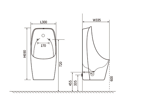 Писсуар Aquatek 300x335x690 AQ3060-S-00 белый, в комплекте с сенсорным смывным механизмом Писсуар Aquatek 300x335x690 AQ3060-S-00 белый, в комплекте с сенсорным смывным механизмом