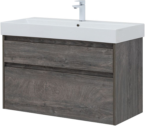 Тумба под раковину Aquanet Nova Lite 100 (SLIM SYNERGY) дуб рошелье, 2 ящика 00249941 Тумба под раковину Aquanet Nova Lite 100 (SLIM SYNERGY) дуб рошелье, 2 ящика 00249941