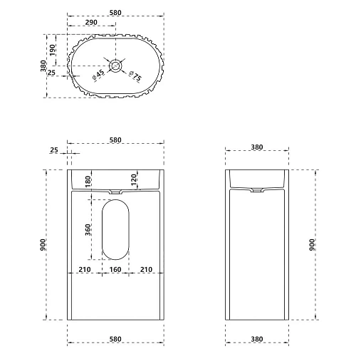 Раковина ABBER Stein AS2551-H отдельностоящая, белая матовая Раковина ABBER Stein AS2551-H отдельностоящая, белая матовая