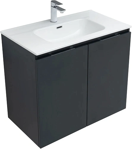 Тумба под раковину Aquanet Алвита New 80 2 дверцы, антрацит 00277527 Тумба под раковину Aquanet Алвита New 80 2 дверцы, антрацит 00277527