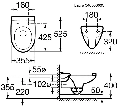 Унитаз подвесной Roca Victoria 34630300R Унитаз подвесной Roca Victoria 34630300R