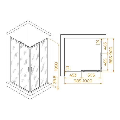 Душевой уголок RGW PA-040 900x1000 мм 3508104090-21 хром Easy Clean Душевой уголок RGW PA-040 900x1000 мм 3508104090-21 хром Easy Clean
