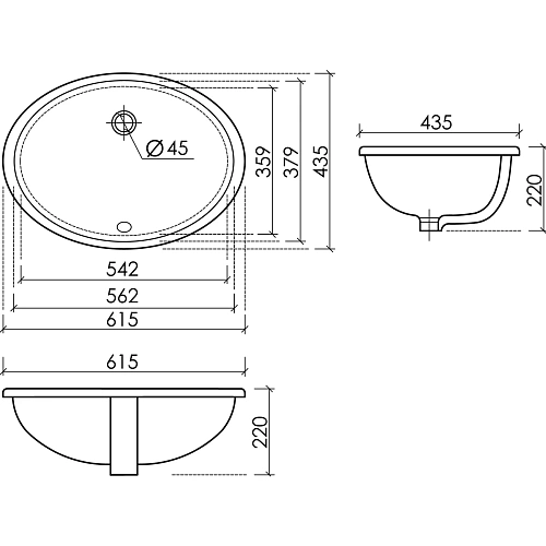 Раковина Ceramica Nova Era CN6081 встраиваемая снизу 615x435x220 мм белый Раковина Ceramica Nova Era CN6081 встраиваемая снизу 615x435x220 мм белый