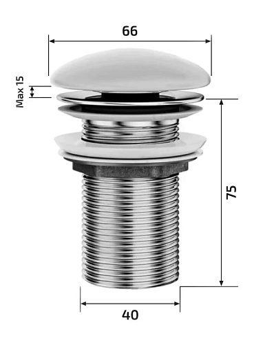 Донный клапан Gid без перелива Dgm100 74408K темно-серый матовый 7x7x10 Донный клапан Gid без перелива Dgm100 74408K темно-серый матовый 7x7x10