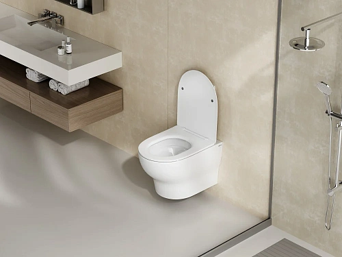 Унитаз подвесной ABBER Bequem AC1128 белый, безободковый, смыв торнадо Унитаз подвесной ABBER Bequem AC1128 белый, безободковый, смыв торнадо