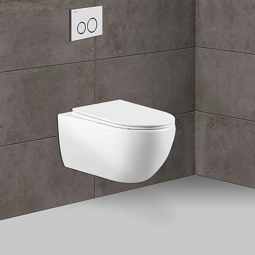 Унитаз подвесной Vincea Evo VT1-34 безободковый, белый, ультратонкое soft-close сиденье Унитаз подвесной Vincea Evo VT1-34 безободковый, белый, ультратонкое soft-close сиденье