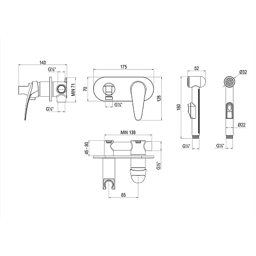 Гигиенический душ Lemark Linara LM0419C, встраиваемый, хром Гигиенический душ Lemark Linara LM0419C, встраиваемый, хром