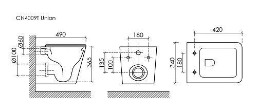 Унитаз подвесной Ceramica Nova UNION CN4009T белый Унитаз подвесной Ceramica Nova UNION CN4009T белый