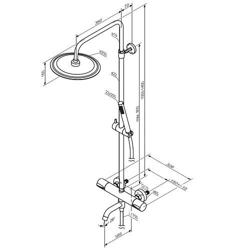 Душевая система Damixa Scandinavian Pure 936810000 с термостом, хром Душевая система Damixa Scandinavian Pure 936810000 с термостом, хром
