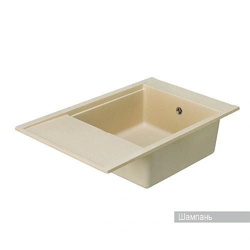 Кухонная мойка Aquaton Делия 78 1A715132DE290 из литого мрамора, прямоугольная, с крылом шампань Кухонная мойка Aquaton Делия 78 1A715132DE290 из литого мрамора, прямоугольная, с крылом шампань