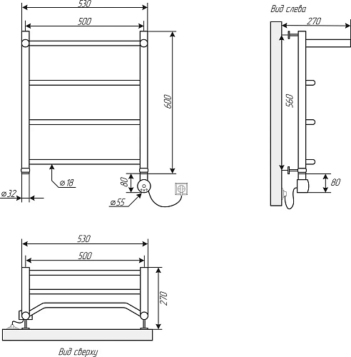 Полотенцесушитель электрический EWRIKA Сафо FT 60х50 R, черный матовый 537249 Полотенцесушитель электрический EWRIKA Сафо FT 60х50 R, черный матовый 537249