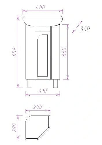 Тумба под раковину Onika МАЛЮТКА 33 угловая 103301 Тумба под раковину Onika МАЛЮТКА 33 угловая 103301