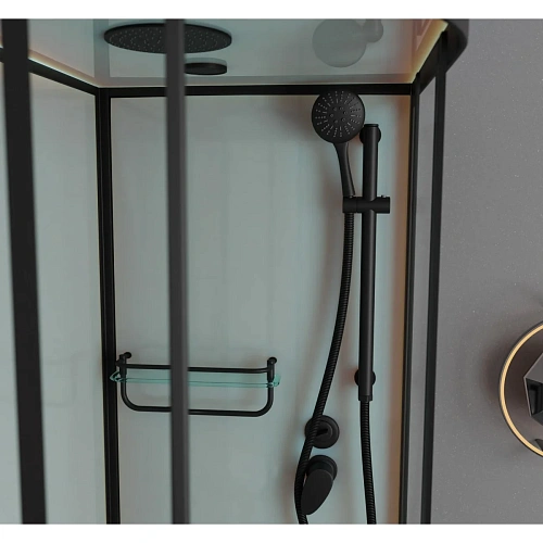 Душевая кабина Frank F412/1R М правосторонняя Black черный профиль матовое стекло 120x80 20068 Душевая кабина Frank F412/1R М правосторонняя Black черный профиль матовое стекло 120x80 20068