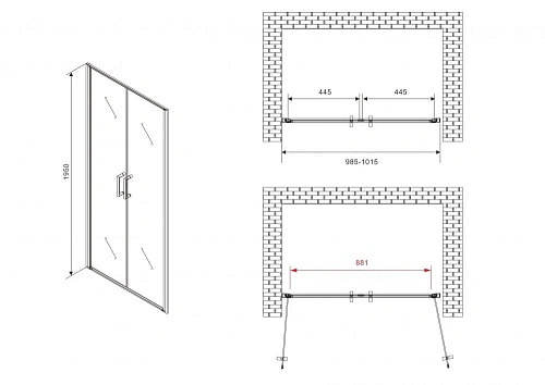 Душевая дверь ABBER Sonnenstrand AG04100BC 100 см универсальная, профиль черный, стекло прозрачное Душевая дверь ABBER Sonnenstrand AG04100BC 100 см универсальная, профиль черный, стекло прозрачное