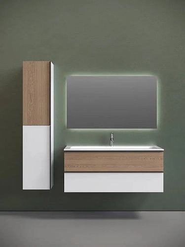 Тумба под раковину Sancos Delta DL120W 1195х445х500 дуб светлый/белый, подвесная Тумба под раковину Sancos Delta DL120W 1195х445х500 дуб светлый/белый, подвесная