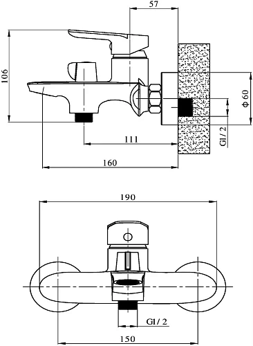Смеситель для ванны STWORKI Алта AL-02cr , однорычажный, латунь, настенный, российский 550800 Смеситель для ванны STWORKI Алта AL-02cr , однорычажный, латунь, настенный, российский 550800