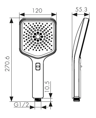 Душевая лейка Kaiser 3-х режимная, 120х120х270мм черный матовый SH-121 Душевая лейка Kaiser 3-х режимная, 120х120х270мм черный матовый SH-121