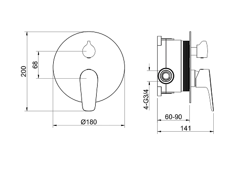 Смеситель для ванны Aquatek БЕТТА AQ1146CR Хром, встраиваемый Смеситель для ванны Aquatek БЕТТА AQ1146CR Хром, встраиваемый