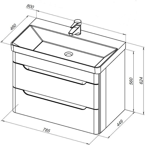 Тумба под раковину Aquanet София 80 белый глянец (2 ящика) 00274002 Тумба под раковину Aquanet София 80 белый глянец (2 ящика) 00274002
