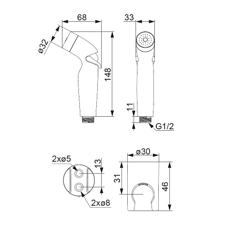 Гигиеническая лейка Damixa Shower program 760550100 с держателем, хром Гигиеническая лейка Damixa Shower program 760550100 с держателем, хром