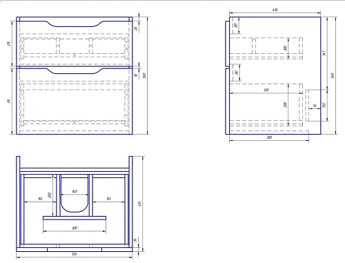 Тумба под раковину DREJA Q, 60 см, подвесная, 2 ящика, белый глянец 99.0001 Тумба под раковину DREJA Q, 60 см, подвесная, 2 ящика, белый глянец 99.0001