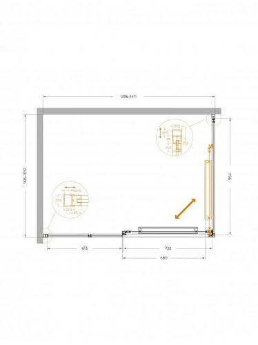 Душевой уголок CEZARES LUX-AH-FS-11-140/100-C-CR 140x100 см, профиль хром, стекло прозрачное Душевой уголок CEZARES LUX-AH-FS-11-140/100-C-CR 140x100 см, профиль хром, стекло прозрачное