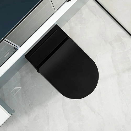 Унитаз подвесной ABBER Bequem AC1108PMB черный матовый с импульсным смывом Унитаз подвесной ABBER Bequem AC1108PMB черный матовый с импульсным смывом