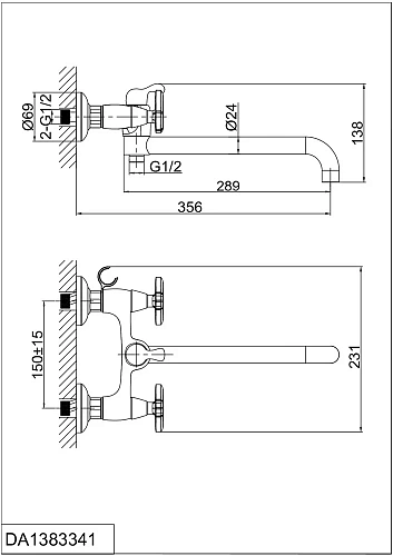 Смеситель для ванны D&K Goethe Hessen DA1383341 Смеситель для ванны D&K Goethe Hessen DA1383341