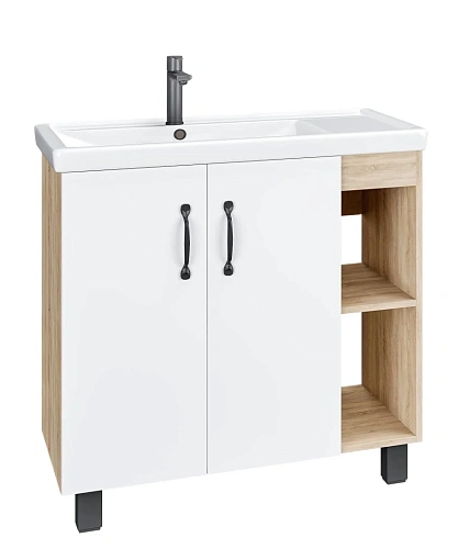 Тумба под раковину GROSSMAN ФЛАЙ-80 см дуб сонома/белая (ум.Фостер-80 Пр) напольная 108001 Тумба под раковину GROSSMAN ФЛАЙ-80 см дуб сонома/белая (ум.Фостер-80 Пр) напольная 108001