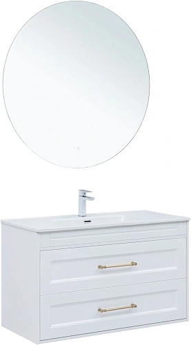 Тумба под раковину Aquanet Бостон new 100 00347183 белый сатин ручки золото Тумба под раковину Aquanet Бостон new 100 00347183 белый сатин ручки золото