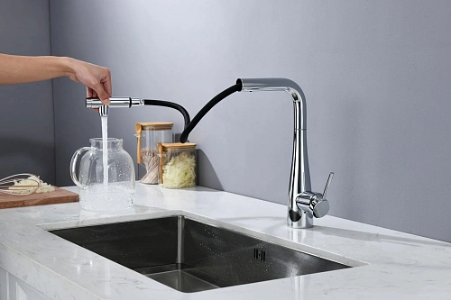 Смеситель для кухни AQUAme Cucina AQM9902CR с выдвижным изливом, хром Смеситель для кухни AQUAme Cucina AQM9902CR с выдвижным изливом, хром