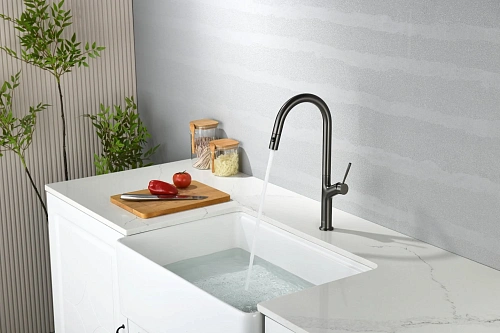 Смеситель для кухни AQUAme Cucina AQM9905GM с выдвижным изливом, с подключением к фильтру с питьевой водой, металл Смеситель для кухни AQUAme Cucina AQM9905GM с выдвижным изливом, с подключением к фильтру с питьевой водой, металл