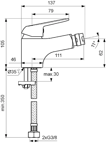 Смеситель для биде Vidima Fine BA386AA, хром Смеситель для биде Vidima Fine BA386AA, хром