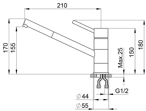 Смеситель для кухни Granula 0010, ПЕСОК Смеситель для кухни Granula 0010, ПЕСОК